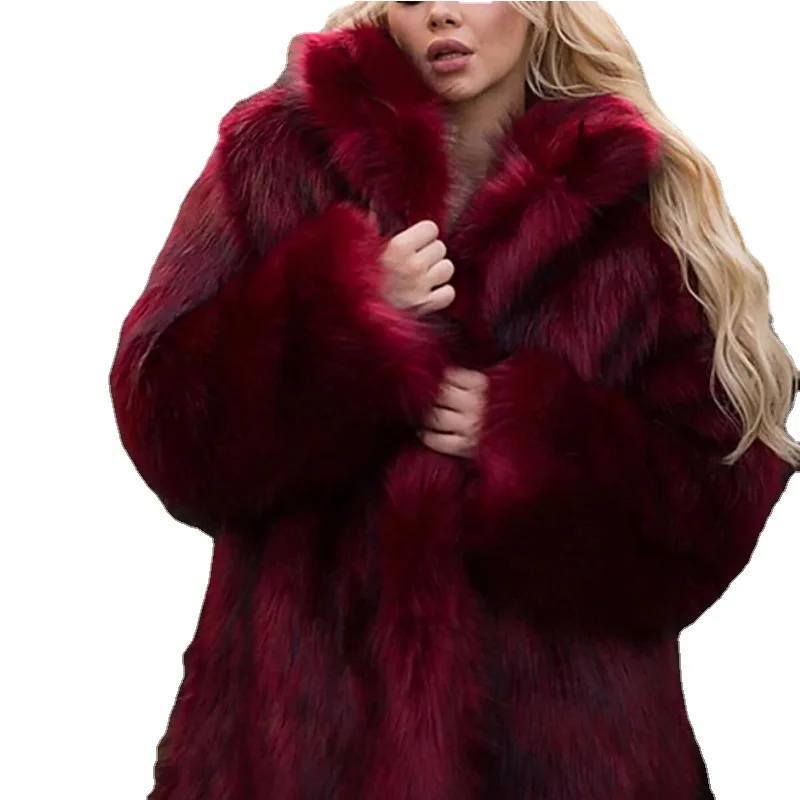 Women's Leather Fur Coat Winter Mid-Length Imitation Fur Women's Blue Fox Fur Fur Coat Faux Fur Coat