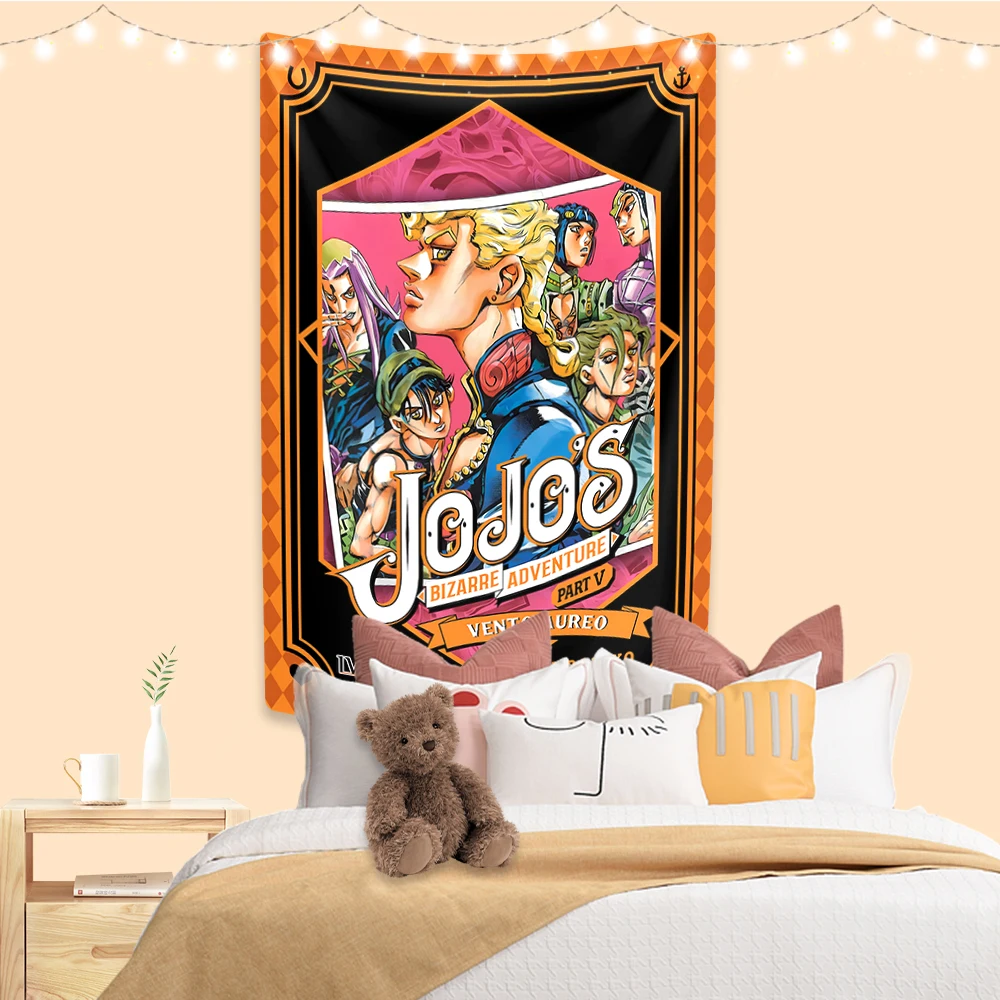 

Гобелен аниме «невероятные приключения Джоджо», Забавный комикс, декор для комнаты, настенные ковры, фоновая ткань для спальни и общежития