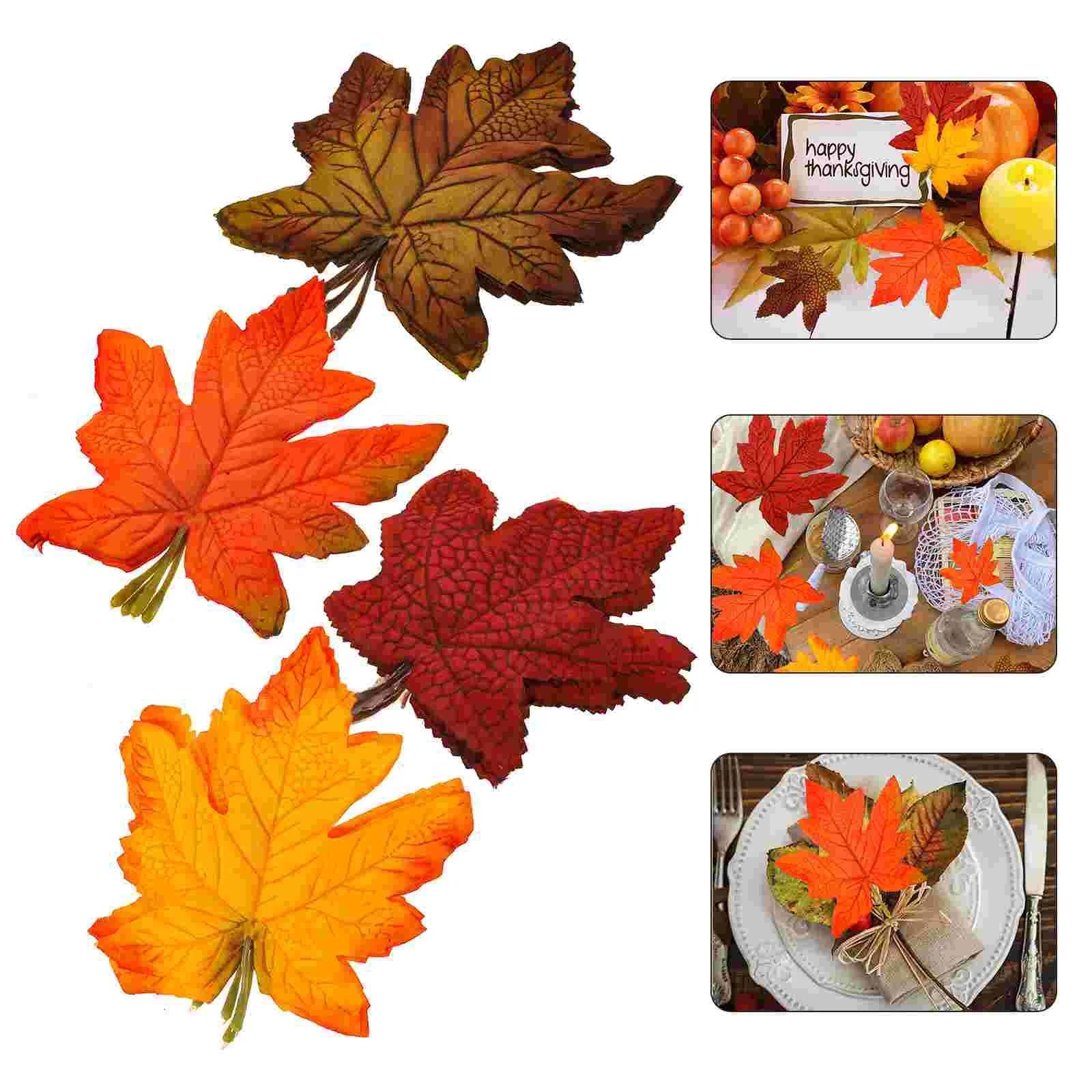 

Leaves Maple Thanksgiving Party Leaf Supplies Fall Autumn Simulation Adorn Decor Scatter Fake Table Decoration Favor Artificial