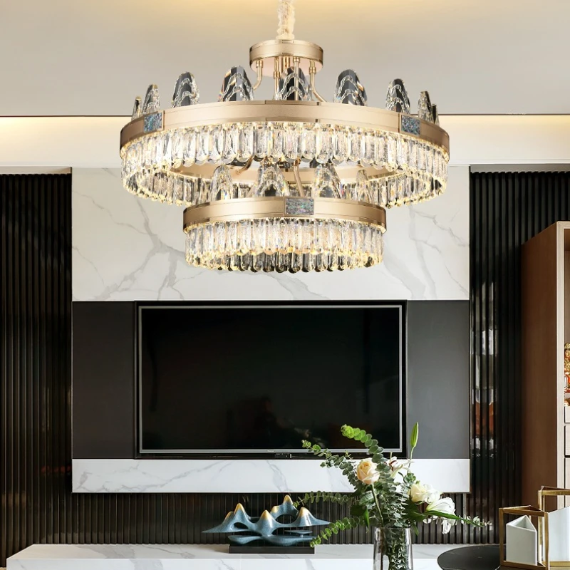 

Villa luxury crystal chandelier pendant light 2022 new main light in living room Post modern simple bedroom dining room lighting