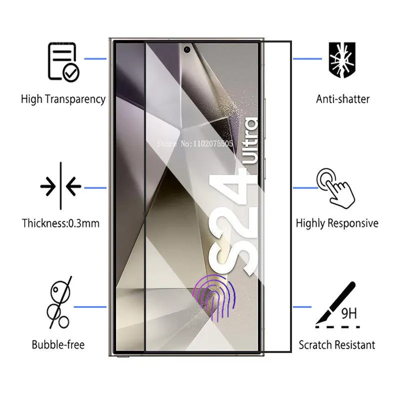 4 шт. Защитная пленка для Samsung S24 Ultra Plus полное покрытие закаленное стекло Galaxy S23 S22