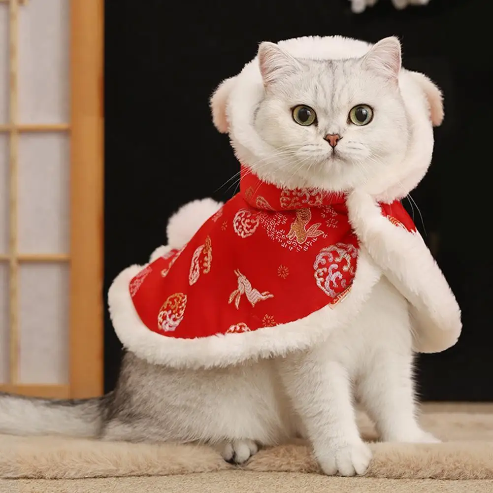 

Pet Flannel Warm Cloak With Buttons Design Double-layer Thickened Pet Coat Clothes For Large Small Cats Supplies