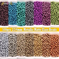500pcs 2 4mm mixed metallic matte glass beads loose spaced seed beads for needlework jewelry making diy charms handmade bracelet