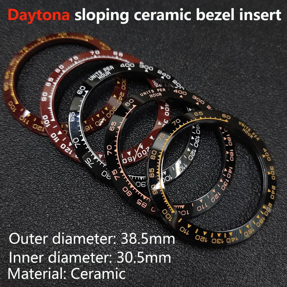 

38.5MM Sloping Ceramic Bezel Insert Daytona Bezel No Luminous Watch Repair Parts Watch Accessories