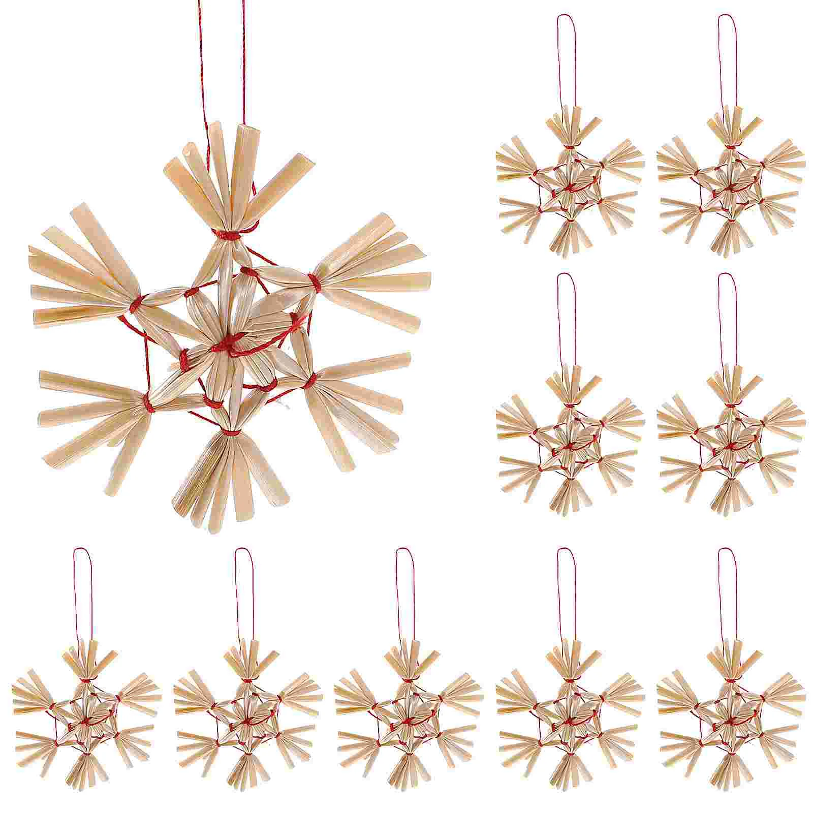 

10pcs Christmas Hanging Straw Ornament Xmas Tree Decoration Party Layout Supplies