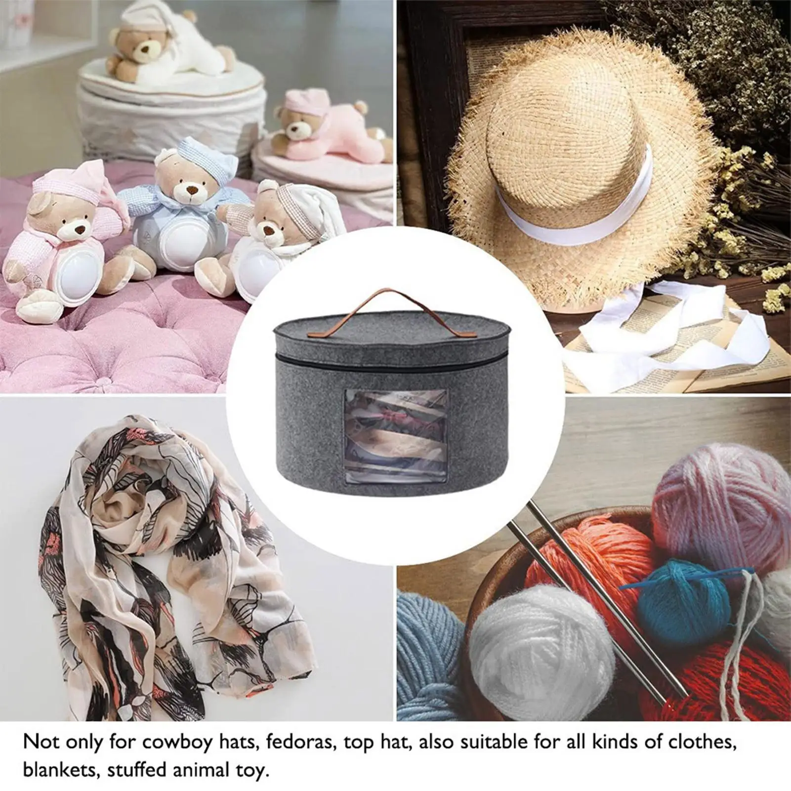 

Hat Storage Box | Double Handle Hat Boxes For Men | Hat Box For Travel Fit Women Men Storage, Large Round Foldable Toy S