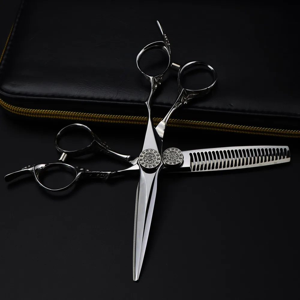 

Professional JP 440c steel 6 '' Upscale scissor Gem hair scissors cutting barber haircut thinning shears hairdresser scissors