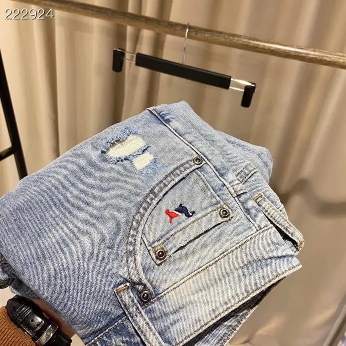 Джинсы мужские прямые в полоску модные роскошные Брендовые брюки из денима