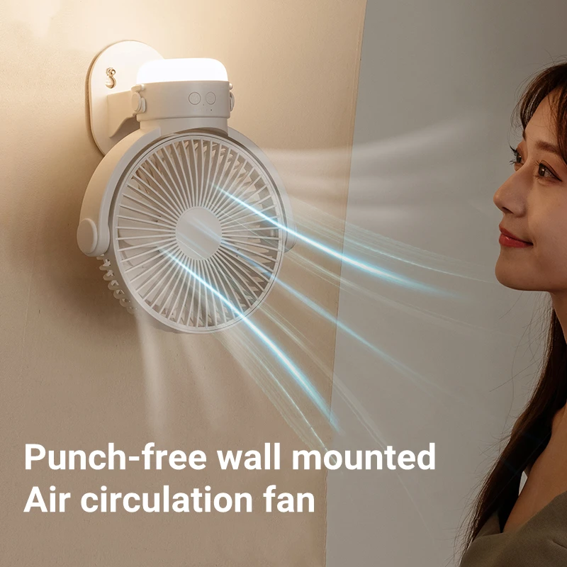 Rechargeable Remote Control Home Appliance Wall Mounted Air Circulating Fan withe LED Lamp Portable Outdoor Camping Ceiling Fan