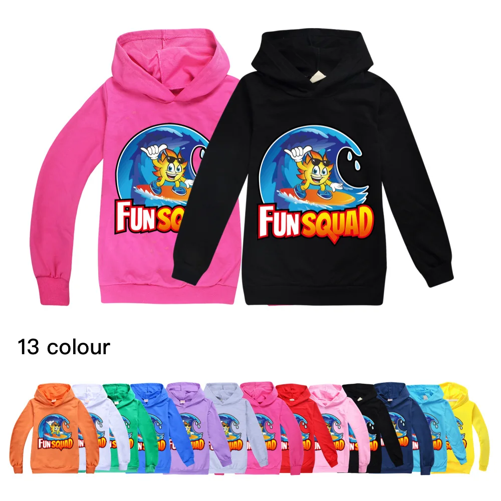 

New Fun Squad Gaming Sweatshirts Children Girls Hoodie T-shirt Streetwear Kids Boys Cartoon Hooded Pullover Autumn Casual Tops