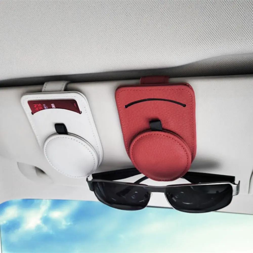 

Practical Mask Storing Glasses Card Ticket Card Clip Car Visor Car Sunglass Holder Leather Eyeglasses Hanger