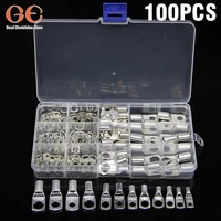100cps terminal wire crimp connector bare cable battery terminals assortment car auto copper ring soldered connectors kit