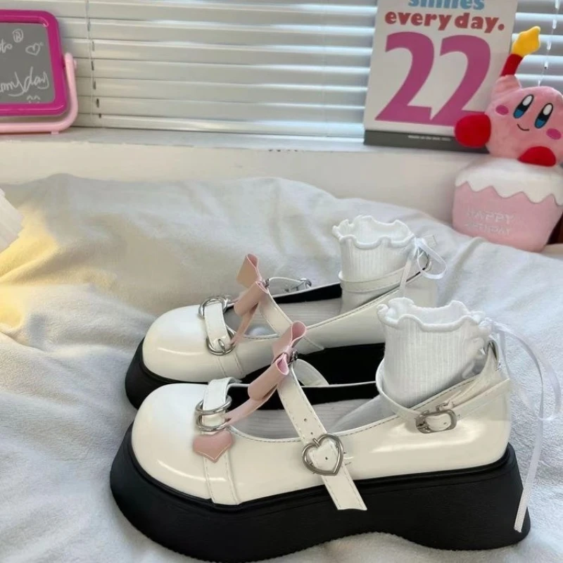 

Женские туфли в стиле Лолиты Kawaii, Туфли Мэри Джейн 2022, Летние повседневные туфли на платформе с бантом и пряжкой, вечерние Нескользящие Туфл...