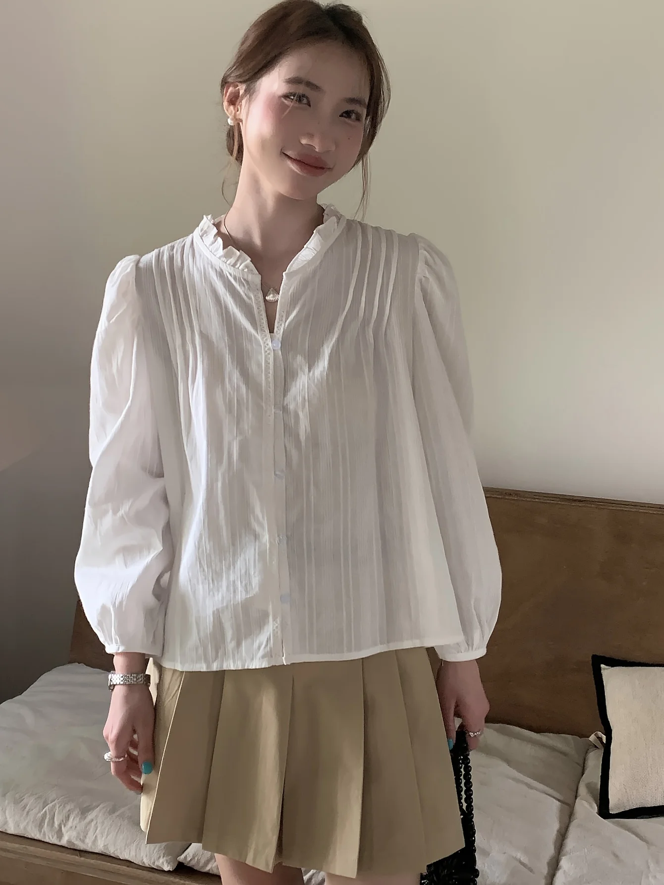 Рубашка с длинным рукавом свободного покроя