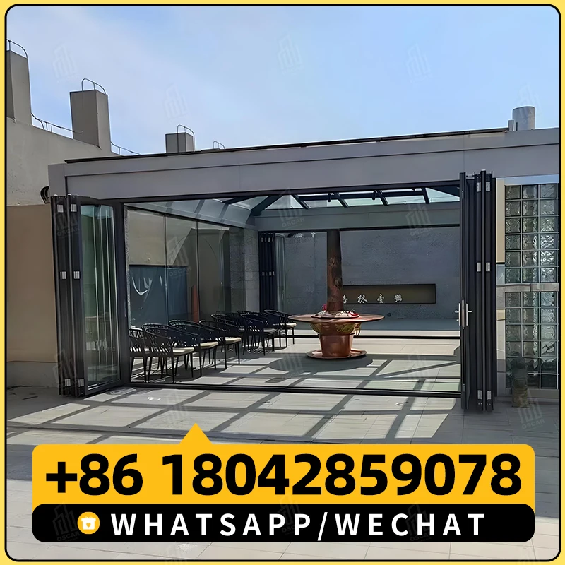 Оптовые складные двери для патио двойные простая установка алюминиевая складная