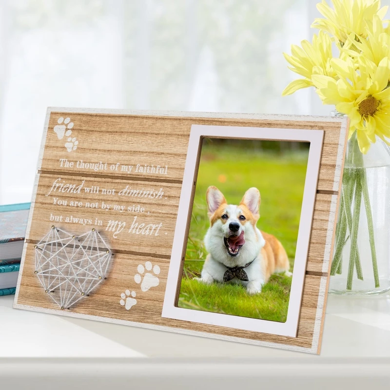 

Wooden Pet Photo Frame Dog Heart Shape Memorial Picture Frame Gift Wood Crafts Decoration Home