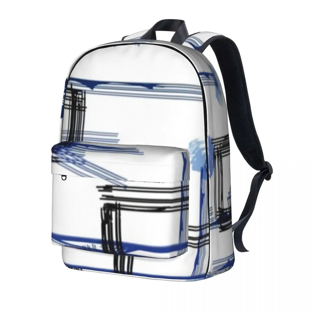 

Nordic Lines Backpack Black Blue Line Print Workout Backpacks Male Aesthetic School Bags Design Breathable Rucksack