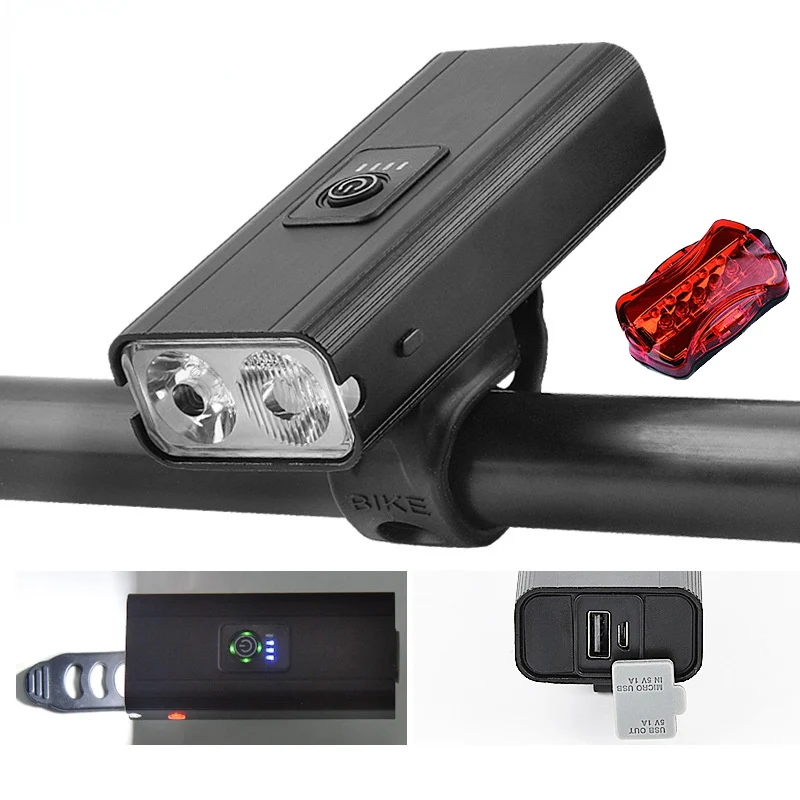 Велосипедный фонарь с зарядкой через USB водонепроницаемый задний и Передний для