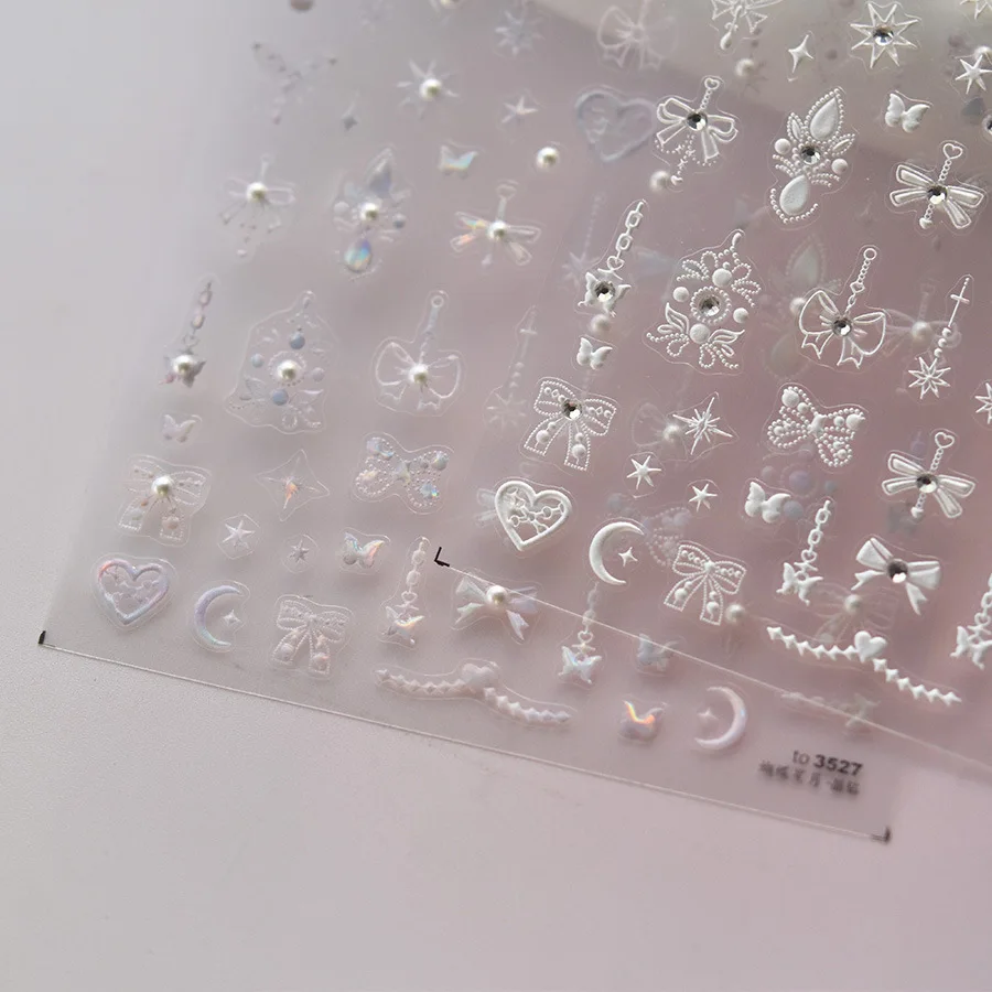 1 шт. лазерные наклейки для ногтей лука звезда луна жемчуг тотем сердце