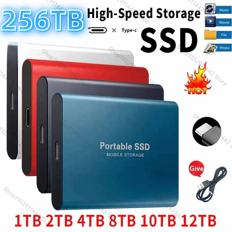

Portable SSD 2TB 8TB High-capacity USB/Type-C Interface 16TB 64TB Mini disco duro External Hard Disk For laptops/phones/ps5 외장하드