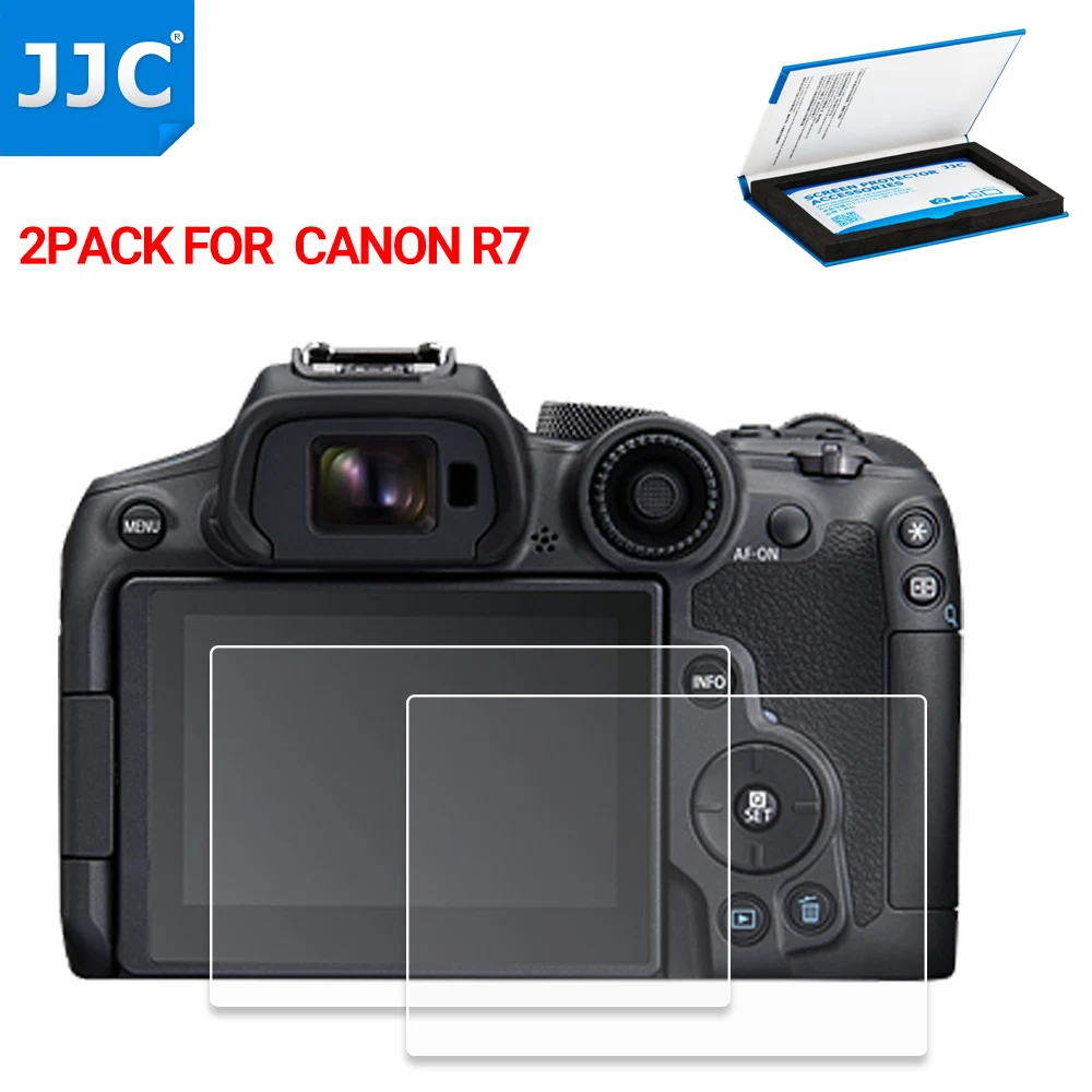 

JJC 2 Pack R7 R6 Camera Screen Protector for Canon R6 R7 0.01"/0.3mm Ultra Thin Tempered Glass 9H Hardness 2.5D Rounded Edges