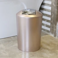 golden european style luxury rocking lid plastic trash can for kitchen bathroom toilet