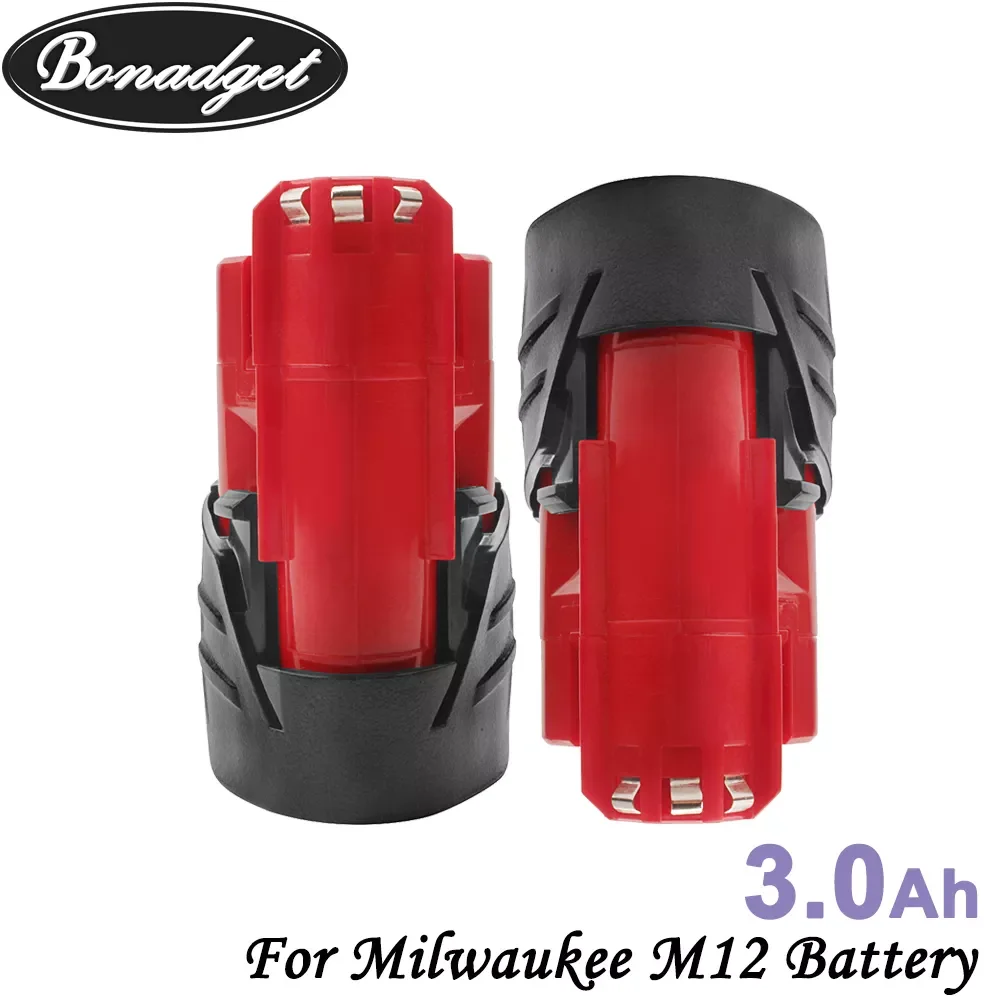 

NEW2023 Bonadget 12V 3.0Ah 3000mAh Rechargeable Battery For Milwaukee M12 XC Cordless Tools 48-11-2402 48-11-2411 48-11-2401 MIL