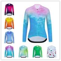 hirbgod the new women long sleeve cycling jersey high quality bike mtb top bicycle shirt female clothing colorful pink printing