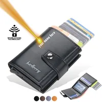 Мужской держатель для кредитных карт CEXIKA с RFID-блокировкой, кожаный чехол, алюминиевый держатель для кредитных карт