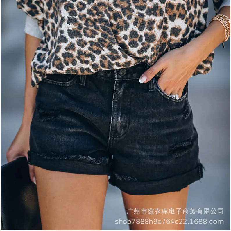Women's Jeans 2023 Street Hipster Fashion Broken Hipster Denim Shorts for Women