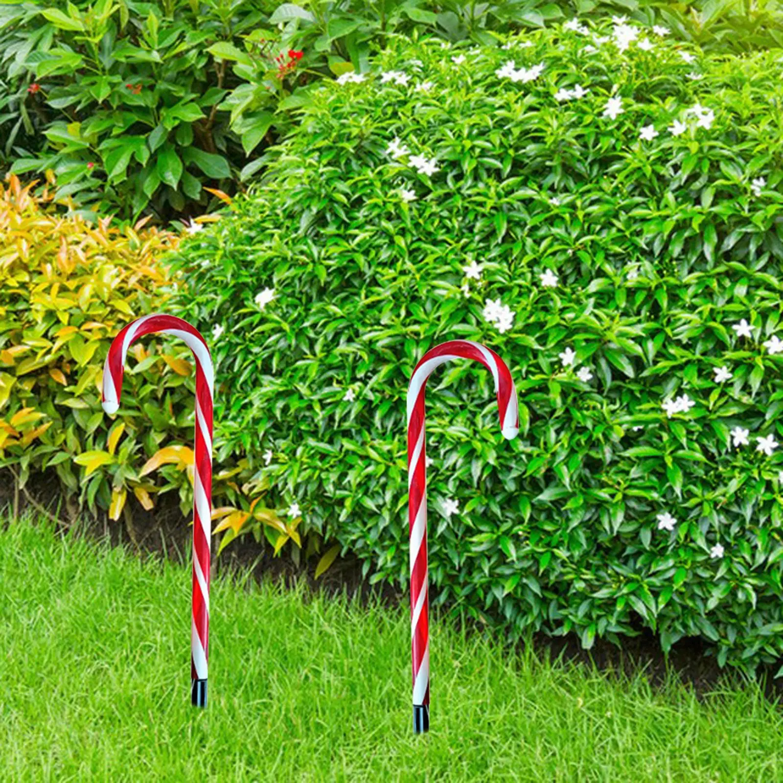 

Christmas LED Lamps Decorations Pathway Marker with Ground Stake Candy Cane Battery Powered Lights for Lawn Garden Walkway Yard