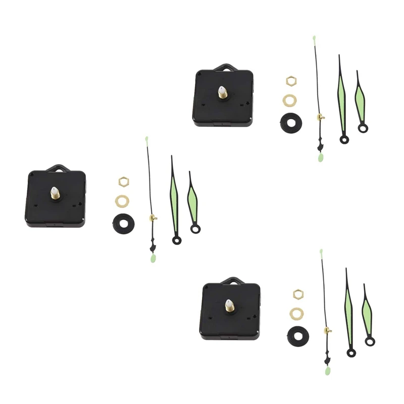 

3X Quartz Clock Movement Mechanism DIY Repair Parts + Luminous Hands