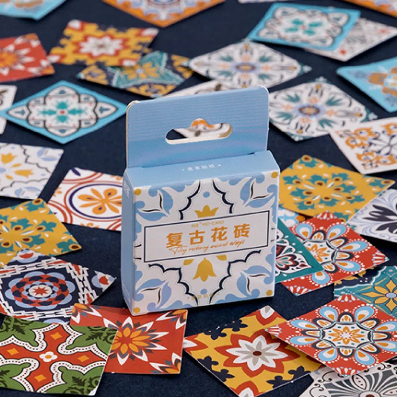 

46 Pcs Kawaii Paper Sticker Set Vintage Brick Stationery Stickers Adhesive Decoretive Label For Scrapbooking Art Project Diary