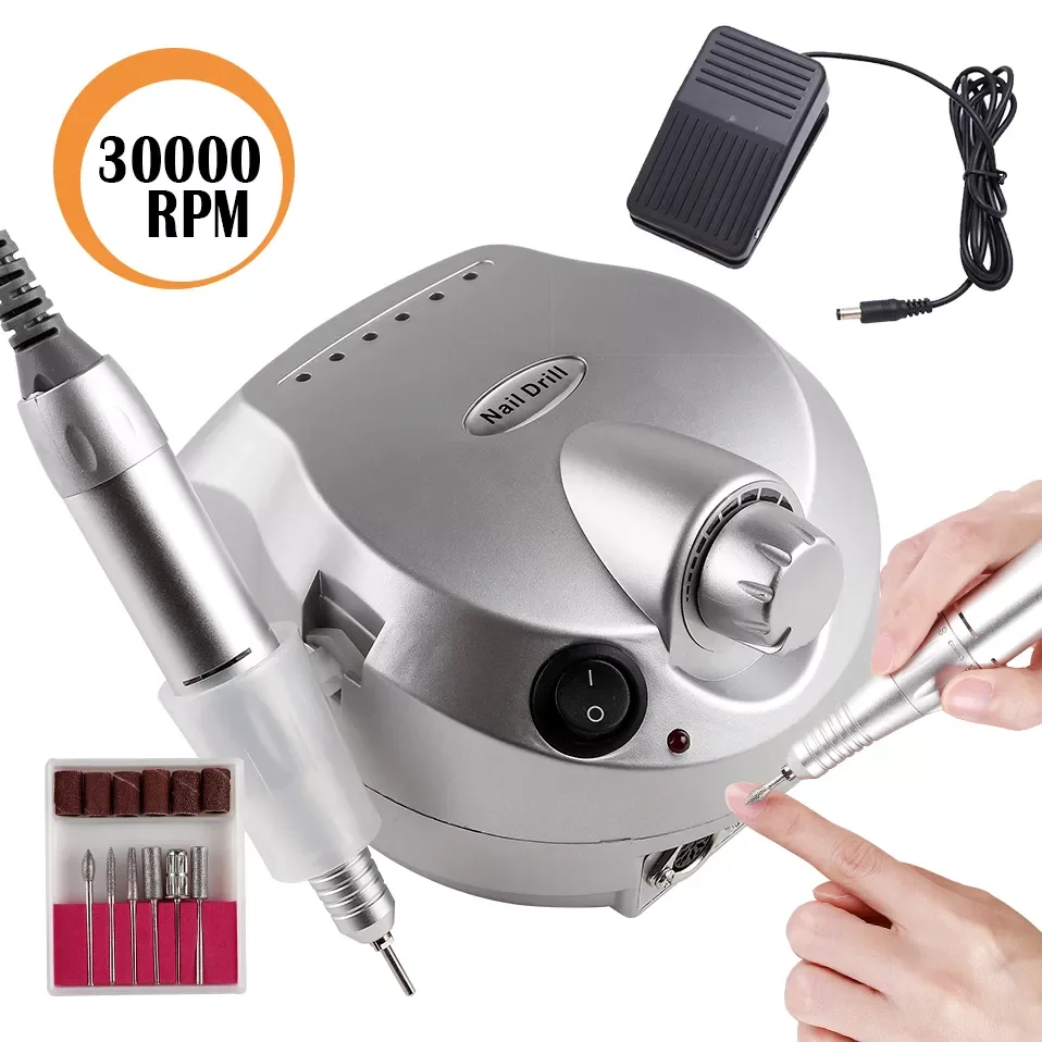 

NEW2023 30000RPM Nail Drill Machine Nail File With Pedal For Polishing All Gel Nail Art Professional Manicure Kit Set Tools