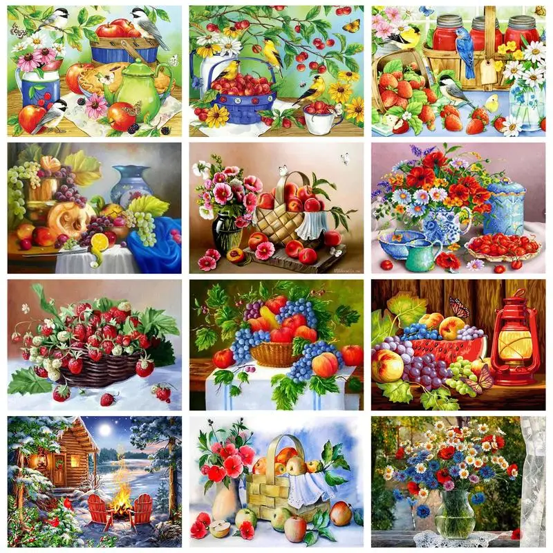 

CHENISTORY 40x50cm Painting By Numbers Handmade Acrylic Paints Flowers Fruits Wall Art Adults Crafts Picture Coloring On Canvas