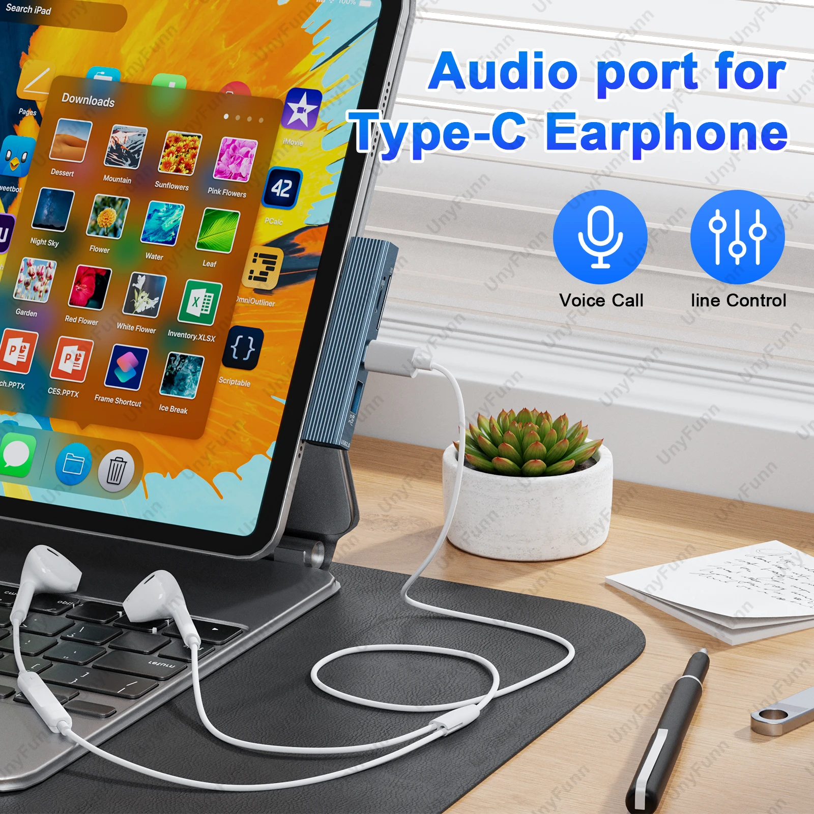 Фото USB-концентратор 5 в 1 с устройством чтения карт памяти TF SD TYPE-C, аудиопорт для синхронизации данных для ноутбука Macbook, адаптер USB C памяти OTG для iPad и ПК №3