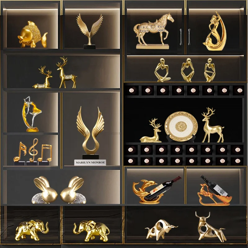 

Home Decoration Accessories Animal Figurines Golden Ornaments Room Decor Desk Accessories Wedding Gift Figurines for Interior