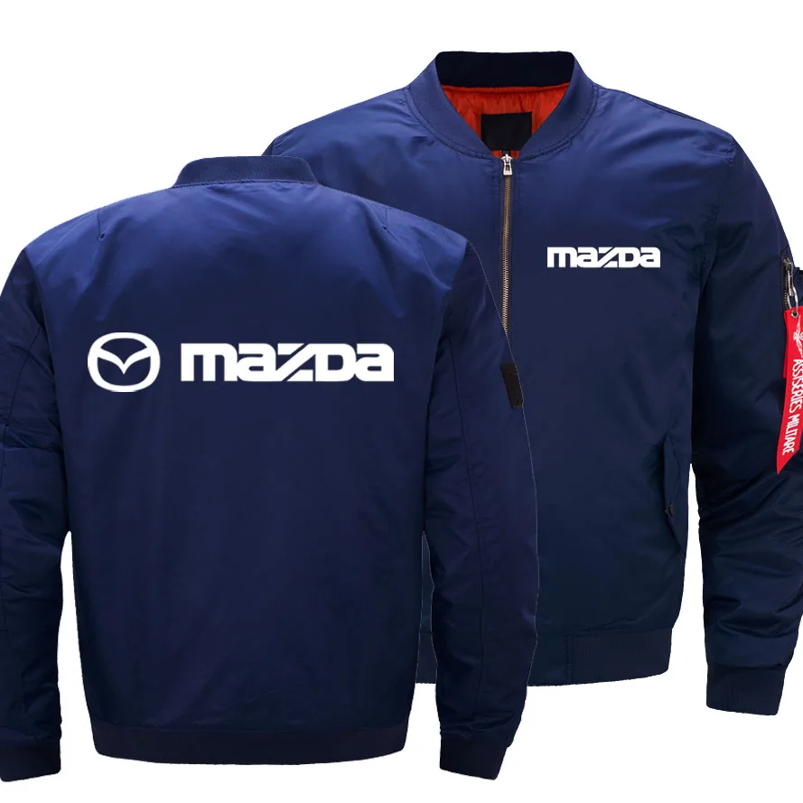 

New Autumn Winter Men Mazda Car Logo Flying Jacket Casual Zipper Long Sleeve Stylish Windproof Cotton-Padded Jacket