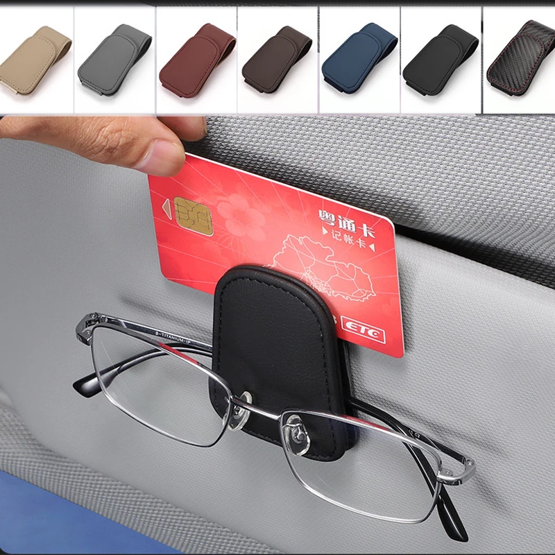 

New Car leather Glasses Storage Glasses Clip Multifunction Durable Holder Stand Fastener Pen Case Eyeglasses Car Accessories