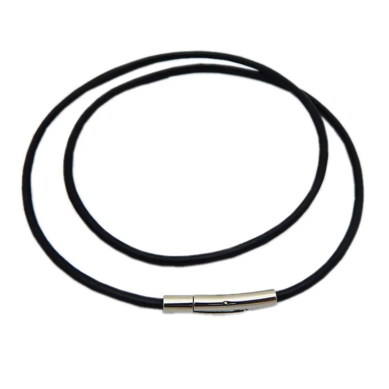2MM/3MM/4MM/5MM Schwarz Farbe Leder Halsketten Für Frauen Männer seil Kette Edelstahl Magnetische Verschluss Schmuck – Detail 5