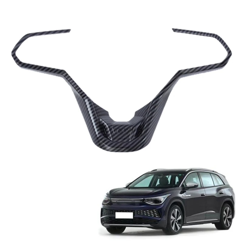 

Car Carbon Fiber Steering Wheel Panel Cover Trim Decoration Frame Sticker For-VW ID.6X 2022 2023