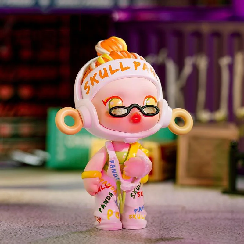 Купить Милая аниме-фигурка в подарочной коробке-сюрпризе, оригинальная игрушка POPMART SKULLPANDA Bear Meow Craze Series глухая коробка, модель с подтверждением сти...