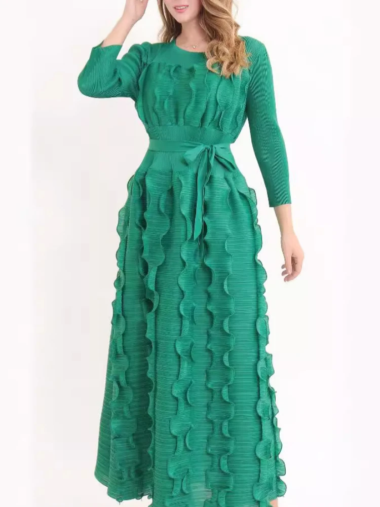 EGRM Miyake Плиссированное дизайнерское платье с оборками для женщин Роскошная юбка