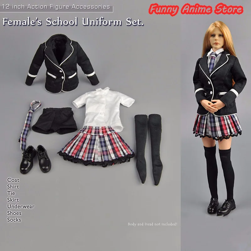 

ZYTOYS ZY15-30 1/6 Scale Female School Uniform Set Konishi Suit Shirt Pleated Skirt Socks Tie Shoes Fit 12" Figure Action Model