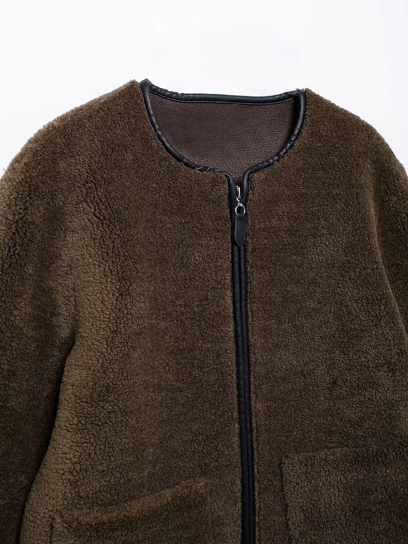 RZRA2024 Новые зимние товары женская флисовая куртка с круглым вырезом и длинными