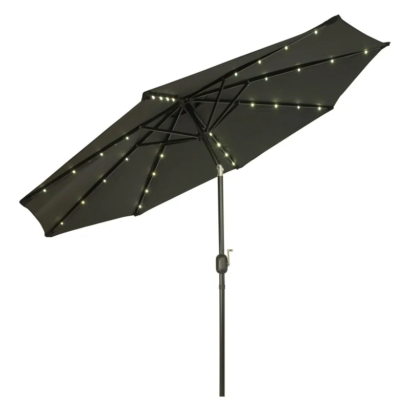 

Trademark Innovations 9' Black Octagon Deluxe Solar Powered LED Lighted Patio Umbrellashade umbrellas beach umbrella