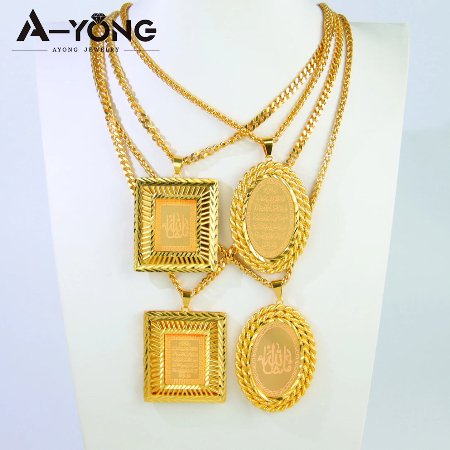 Роскошный арабский мусульманский модный кулон 21 К позолоченный Дубай новое