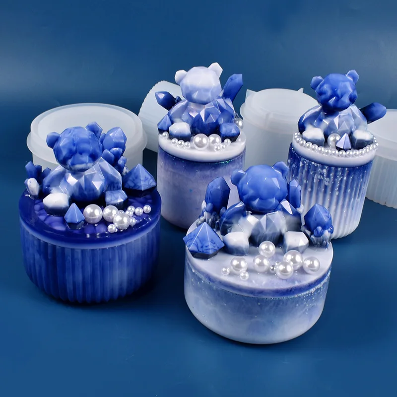 

Женская форма, круглая коробка для хранения, силиконовая форма для цемента, форма для свечи, форма в виде симпатичного медведя, силиконовая форма для банка