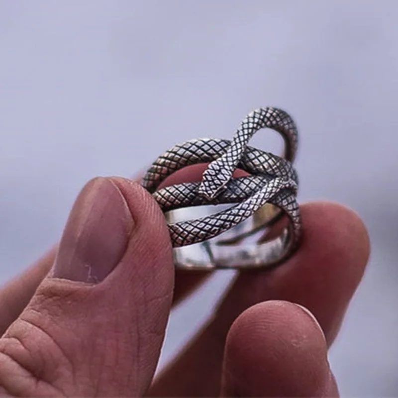 

2023 New Snake Ring Women's Punk Style Vintage Colors Vintage Party Accessories Personalized Zodiac Snake Ring Animal Jewelry