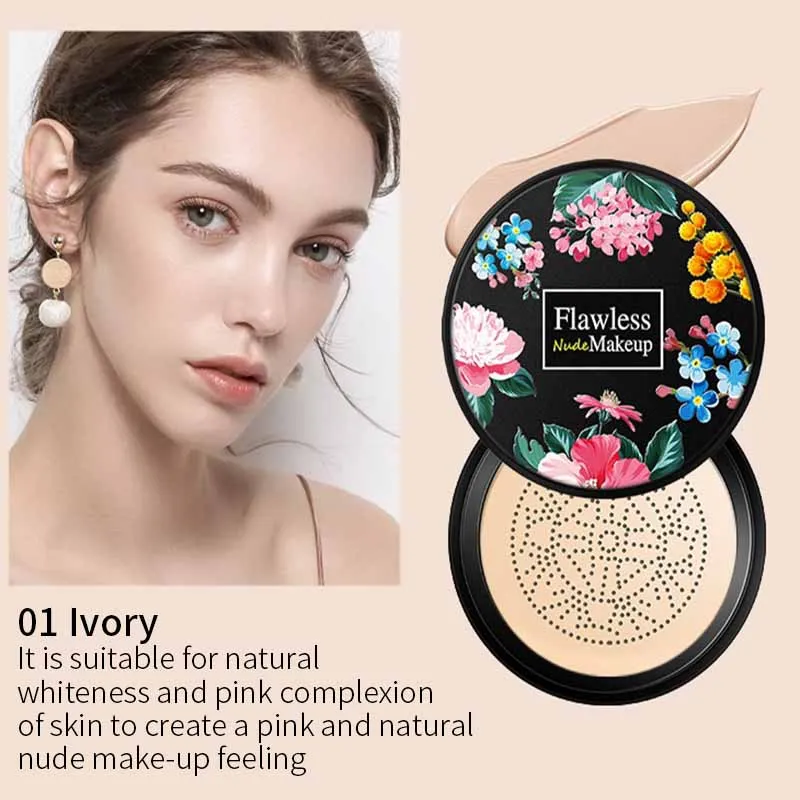 

BB Air Cushion Foundation Mushroom Head CC Cream Concealer Whitening Makeup Cosmetic Waterproof Brighten Face Base Tone